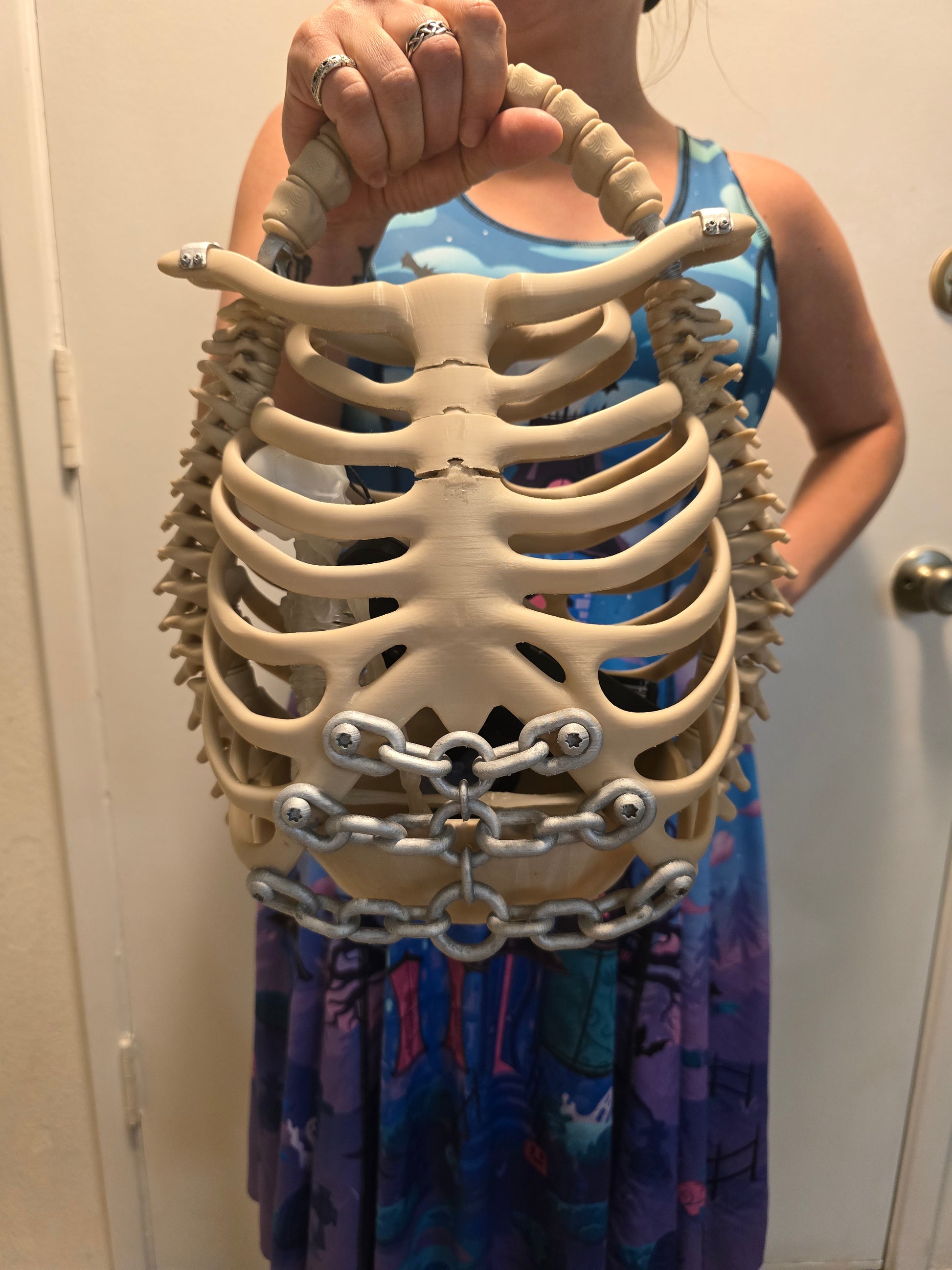 gothic Halloween bone purse detailed skeleton ribcage handbag spooky alternative fashion accessory