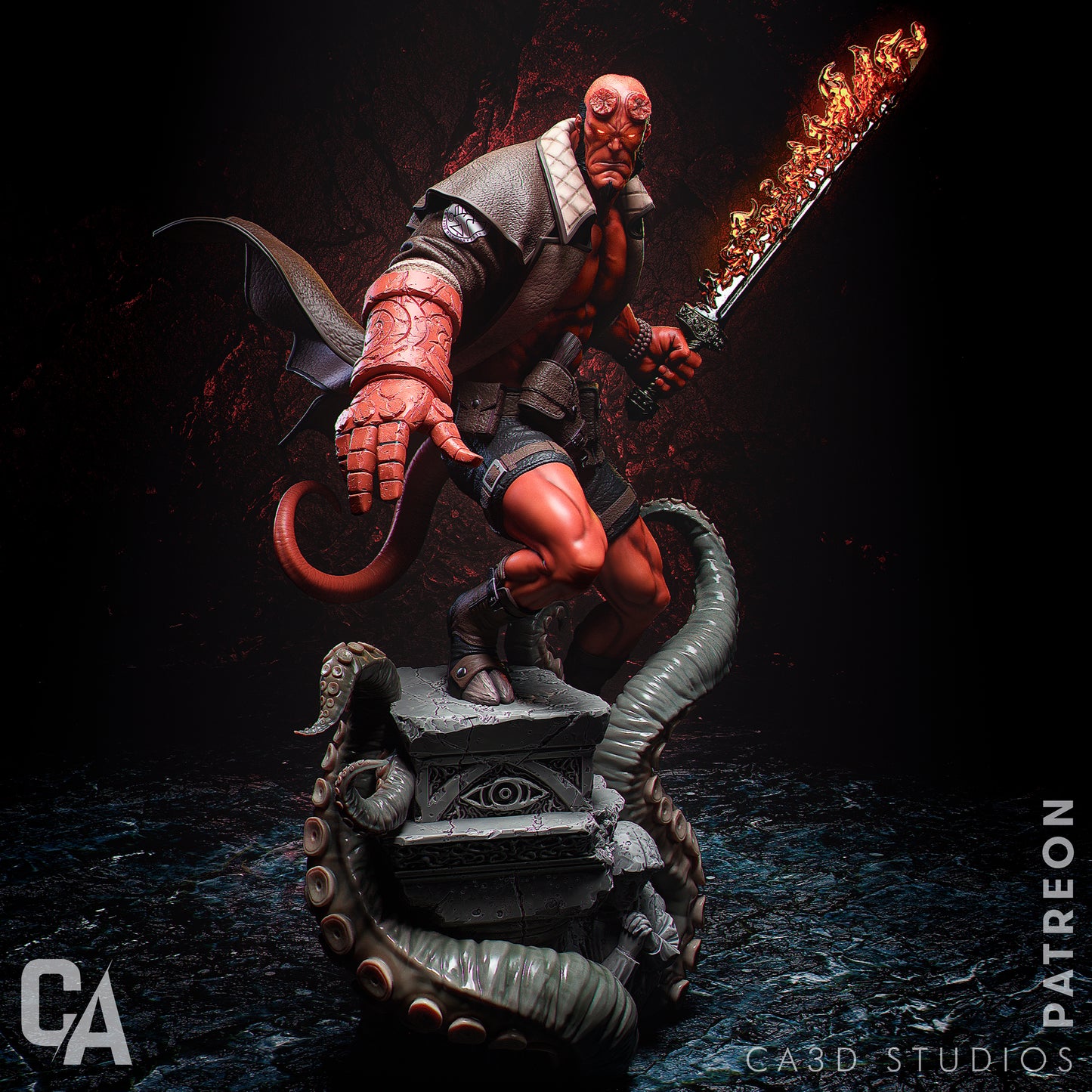Hellboy style Demon Detective resin kit – Unpainted 3D Printed Model kit