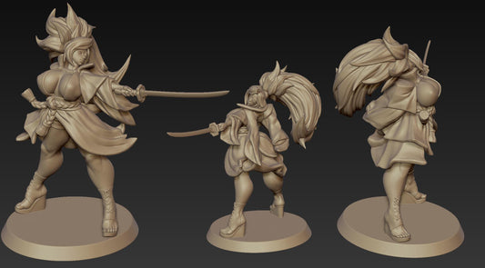 Baiken style Bladed Temptation Girl resin kit – Unpainted 3D Printed Model kit