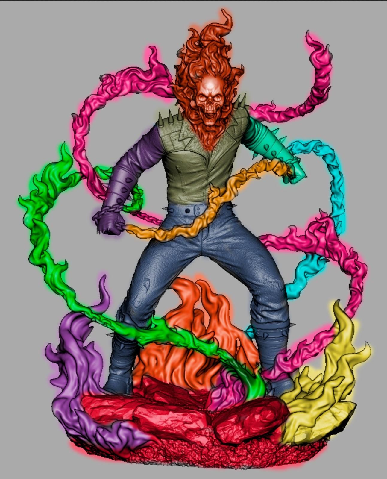 Ghost Rider style Hellfire Biker resin kit – Unpainted 3D Printed Model kit