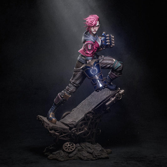 Vi style Hextech Brawler Girl resin kit – Unpainted 3D Printed Model kit