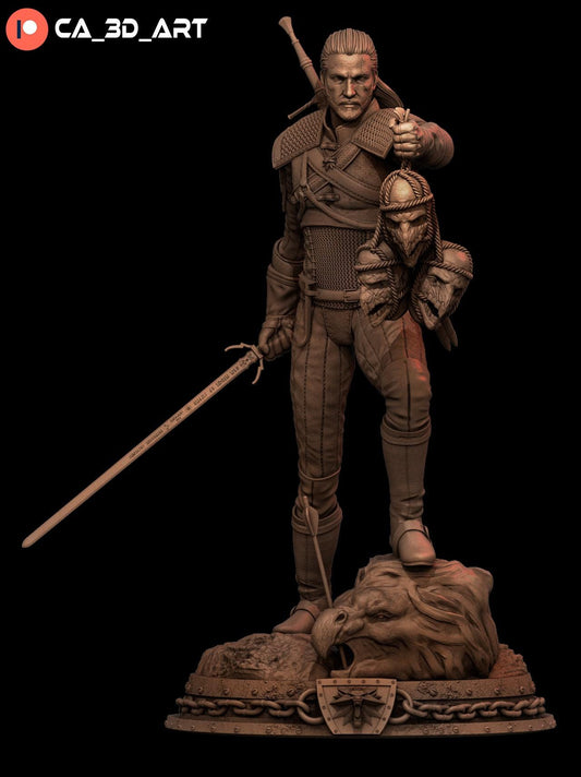 Geralt style White Wolf Hunter resin kit – Unpainted 3D Printed Model kit