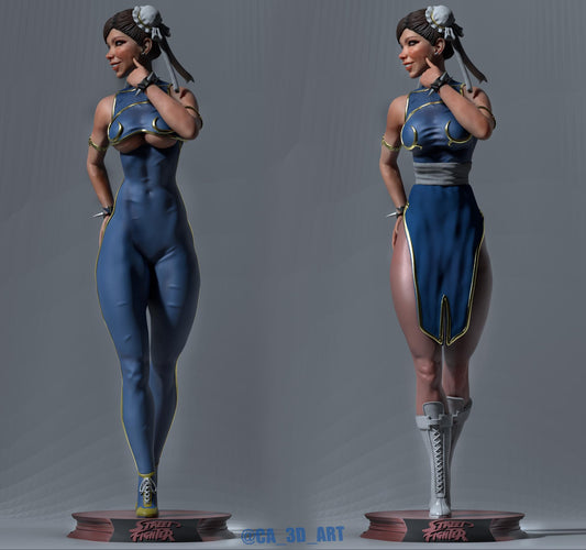 Chun-Li style Spinning Kick Heroine resin kit – Unpainted 3D Printed Model kit