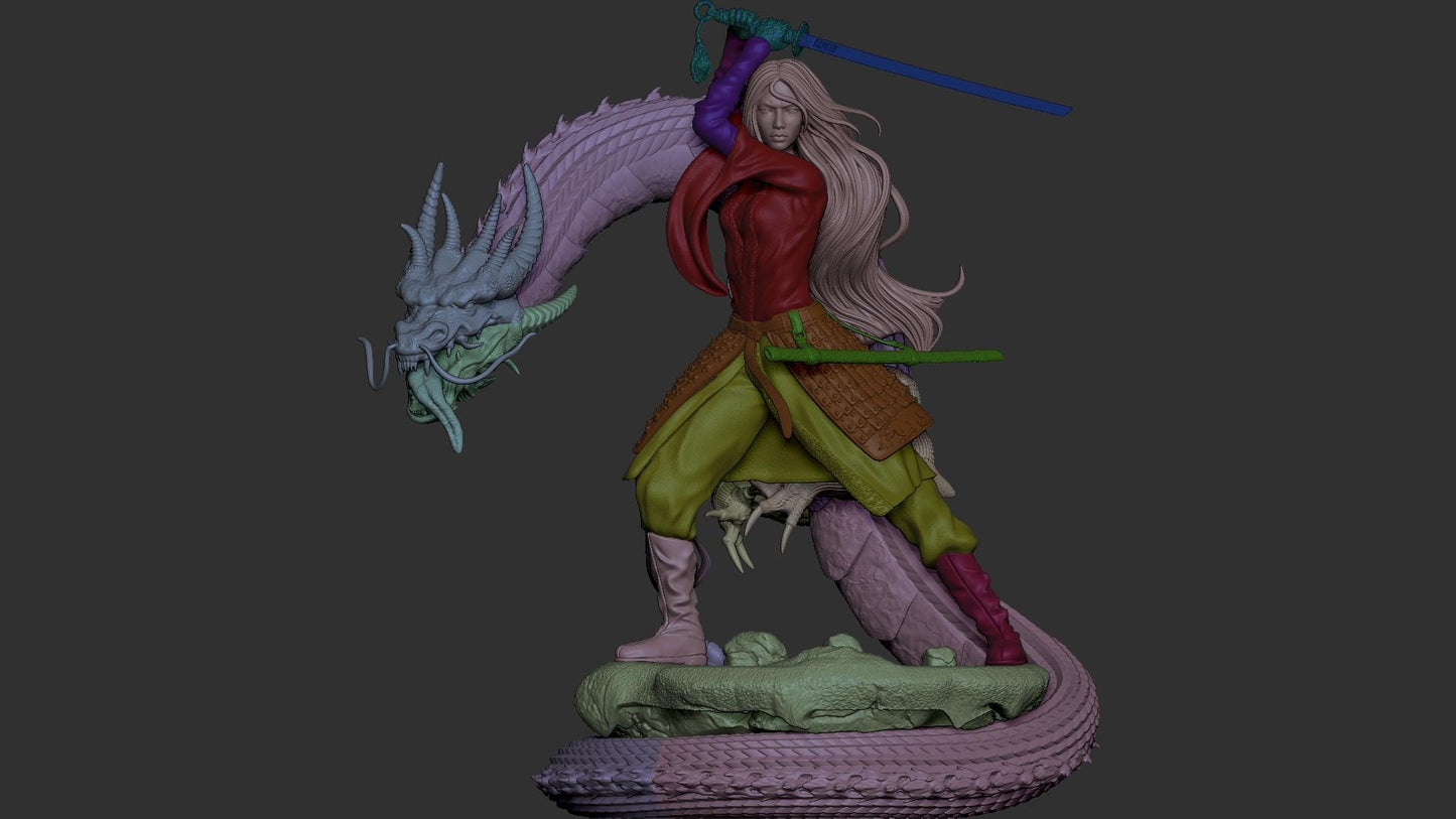 Mulan style Warrior Princess resin kit – Unpainted 3D Printed Model kit