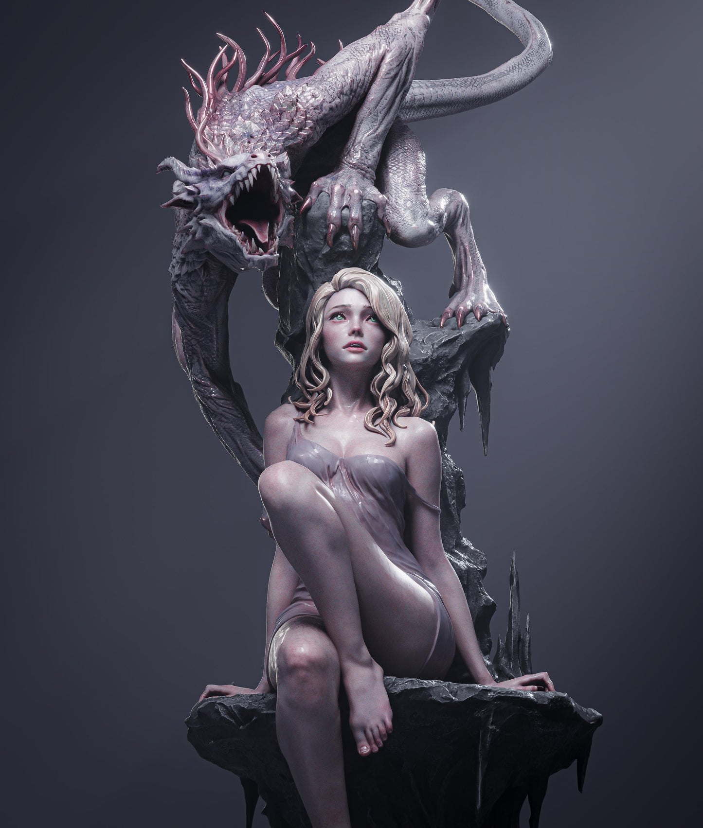 Elegy of the Wyrm Dragon Priestess resin kit – Unpainted 3D Printed Model kit