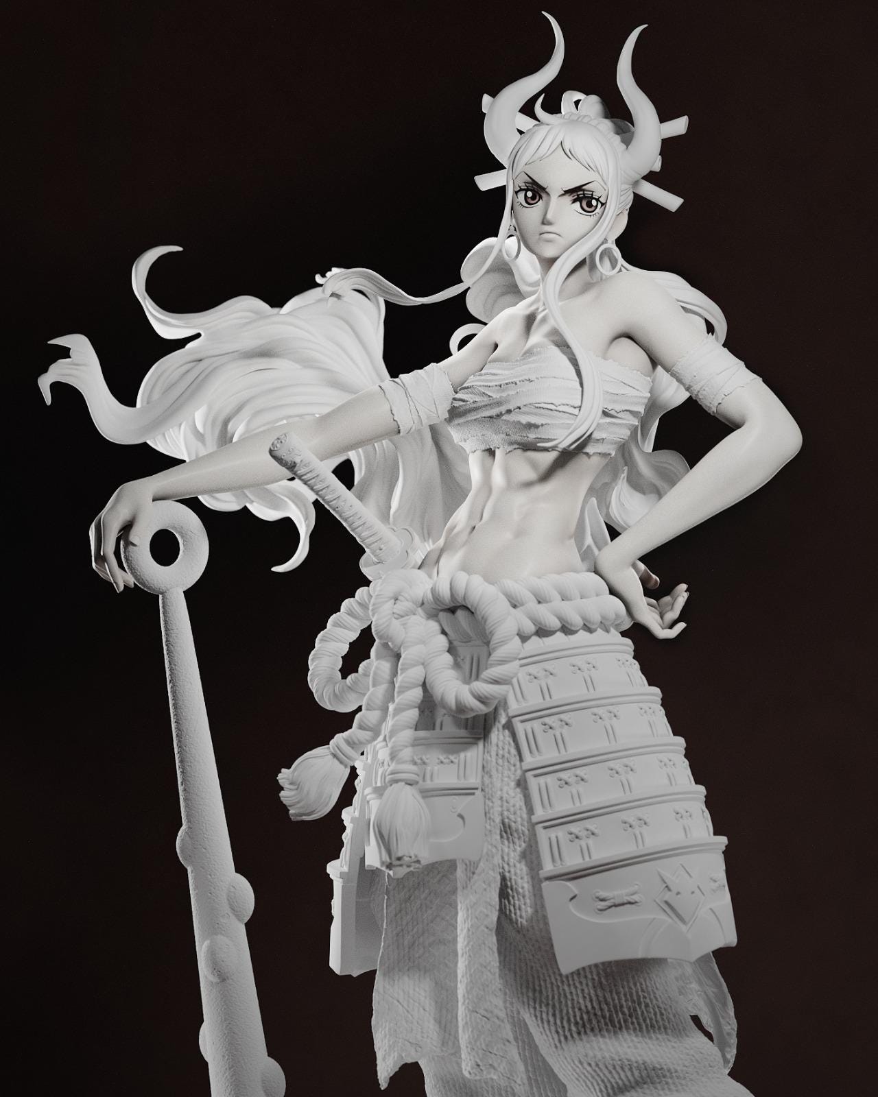 Yamato style Oni Guardian Girl resin kit – Unpainted 3D Printed Model kit