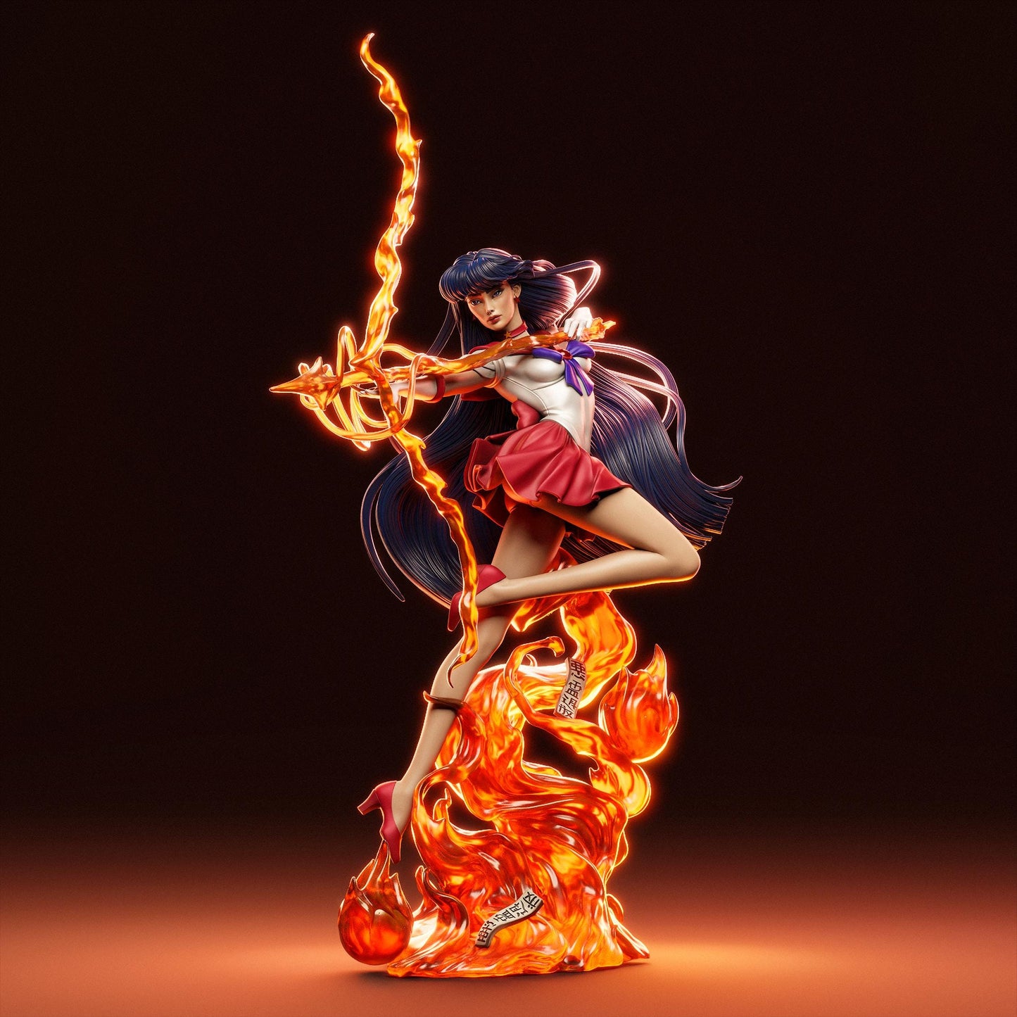 Sailor Mars style Celestial Flame Girl resin kit – Unpainted 3D Printed Model kit
