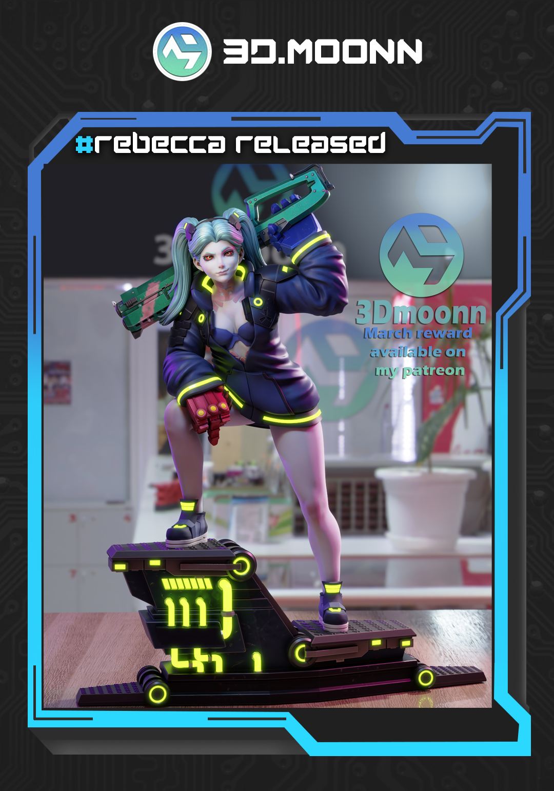 Reloaded Rebecca Style Cyberpunk Edgerunners Unpainted Resin Kit (1/6-1/12)