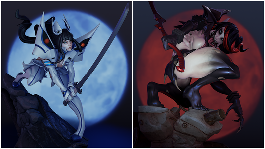 Satsuki and Demon Ryuko style Dual Rebellion Girl resin kit – Unpainted 3D Printed Model kit