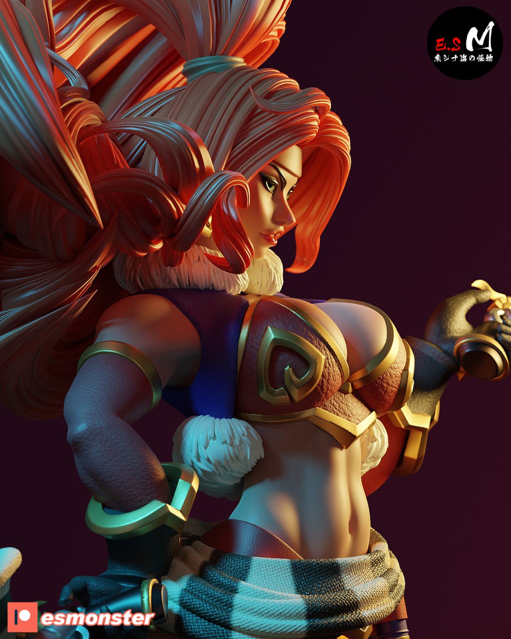 Red Monika Style Battle Chasers Unpainted Resin Garage Model Kit (1/6-1/12)