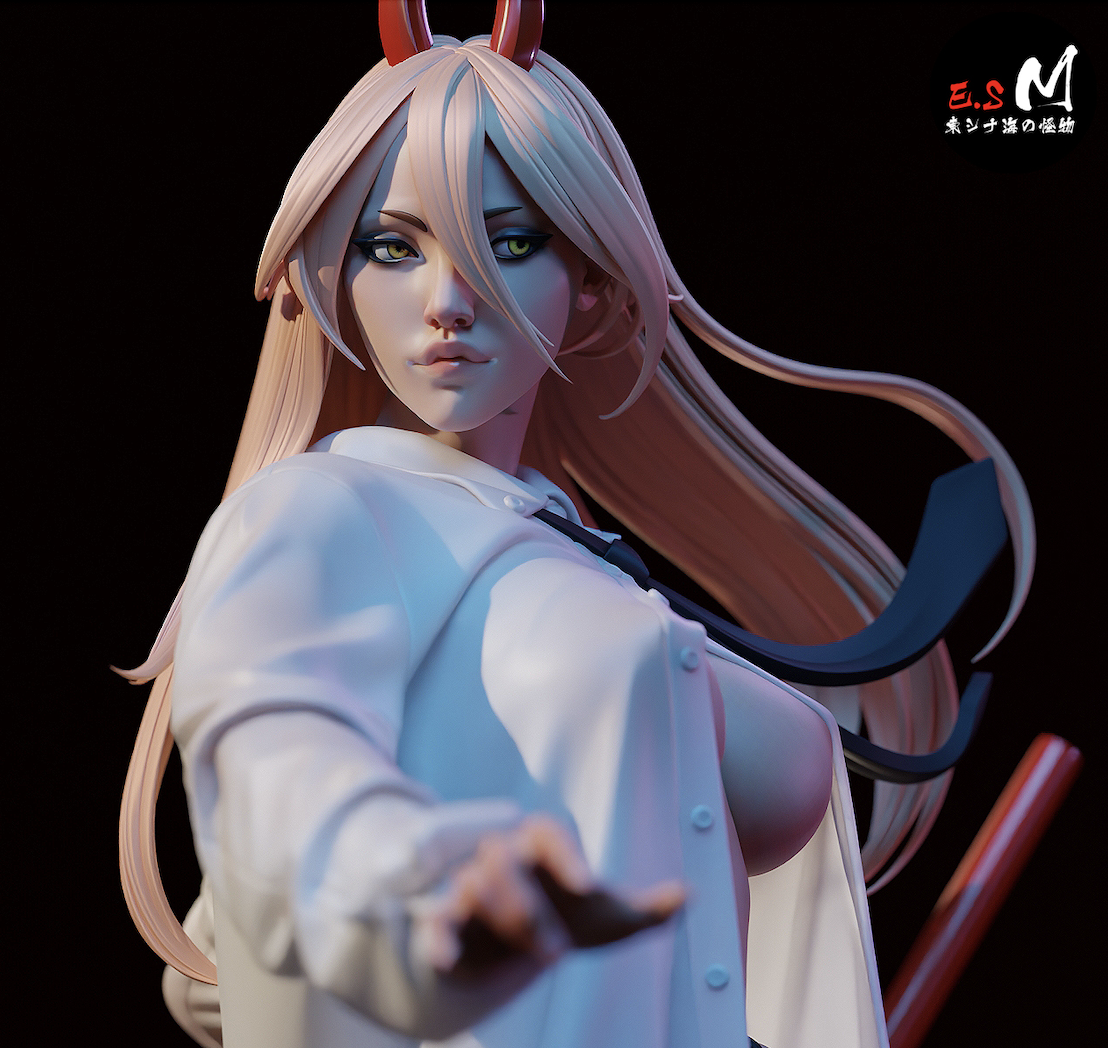 Nightgown Power Style Chainsaw Man Unpainted Resin Garage Model Kit (1/6-1/12)