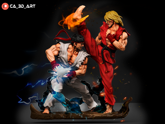 Ken and Ryu style Street Warriors Duo resin kit – Unpainted 3D Printed Model kit
