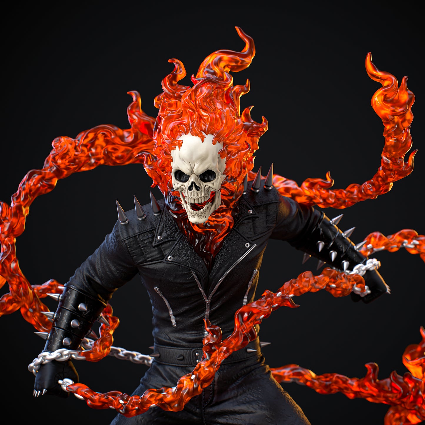 Ghost Rider style Hellfire Biker resin kit – Unpainted 3D Printed Model kit