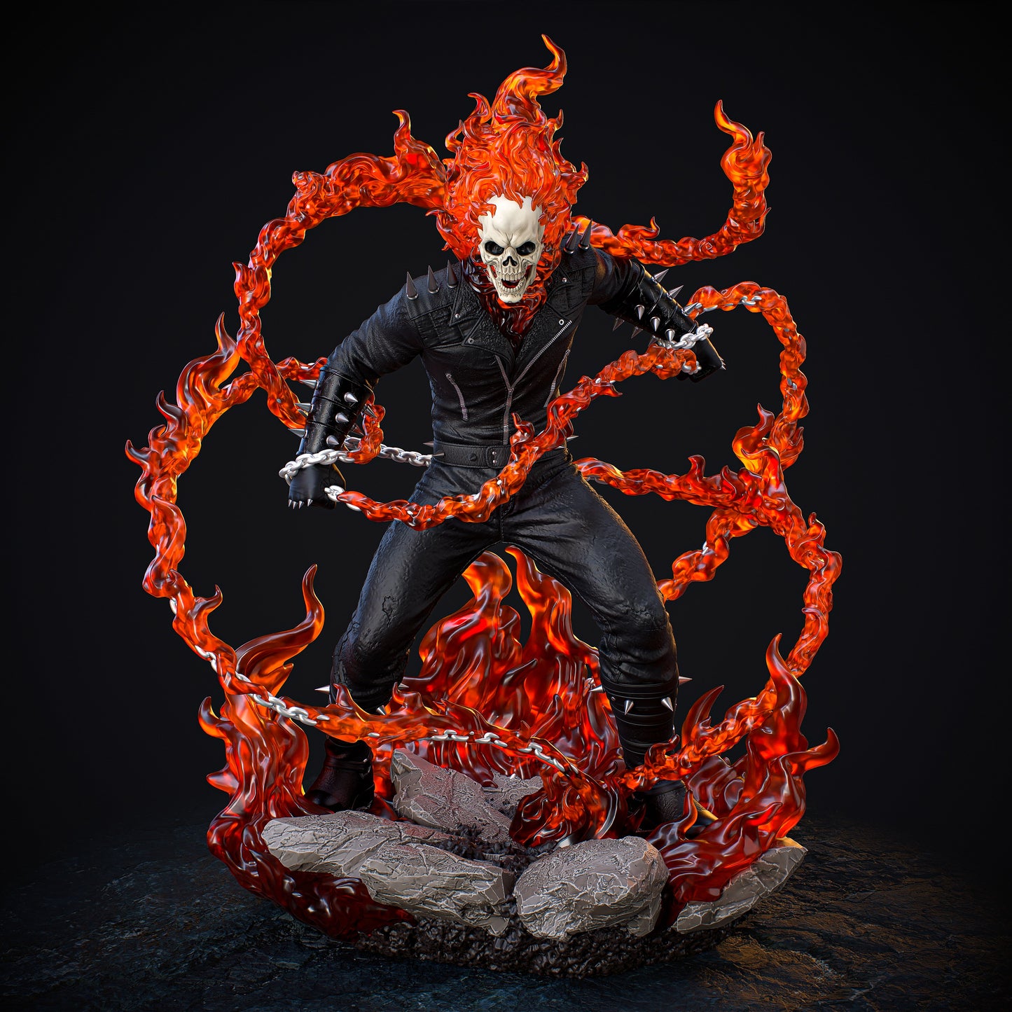 Ghost Rider style Hellfire Biker resin kit – Unpainted 3D Printed Model kit