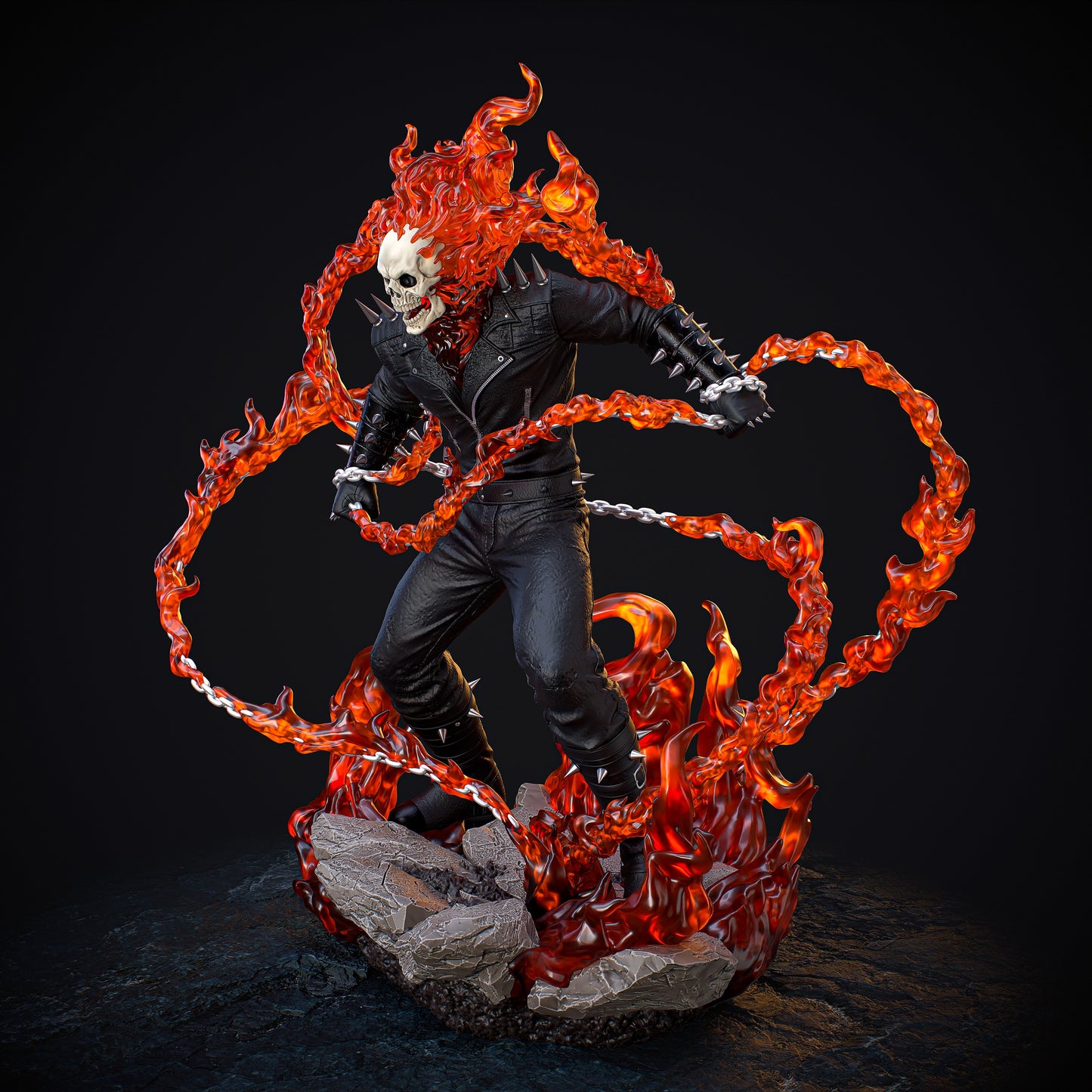 Ghost Rider style Hellfire Biker resin kit – Unpainted 3D Printed Model kit