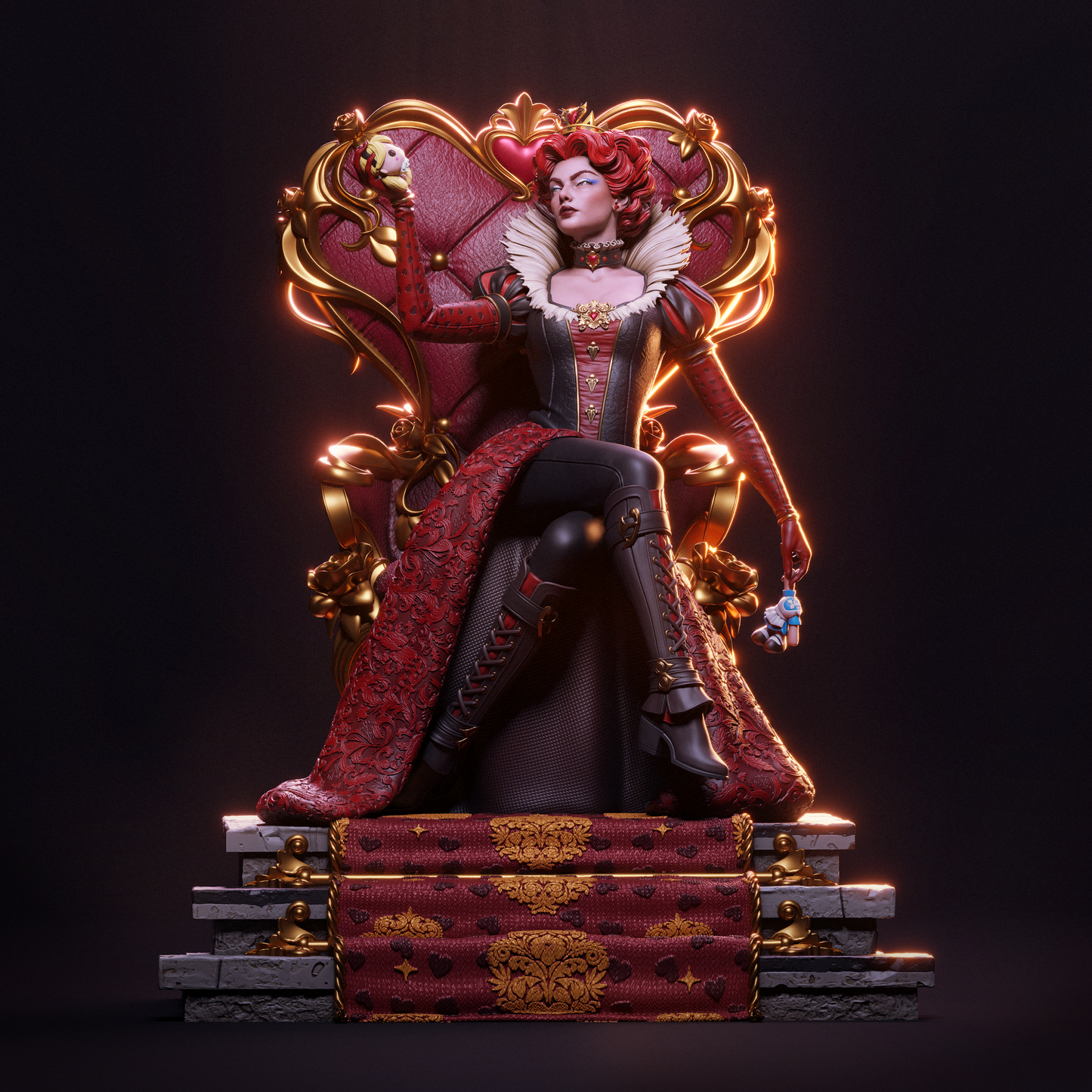 Red Queen Style Tyrant Ruler – Unpainted 3D Printed Model Kit