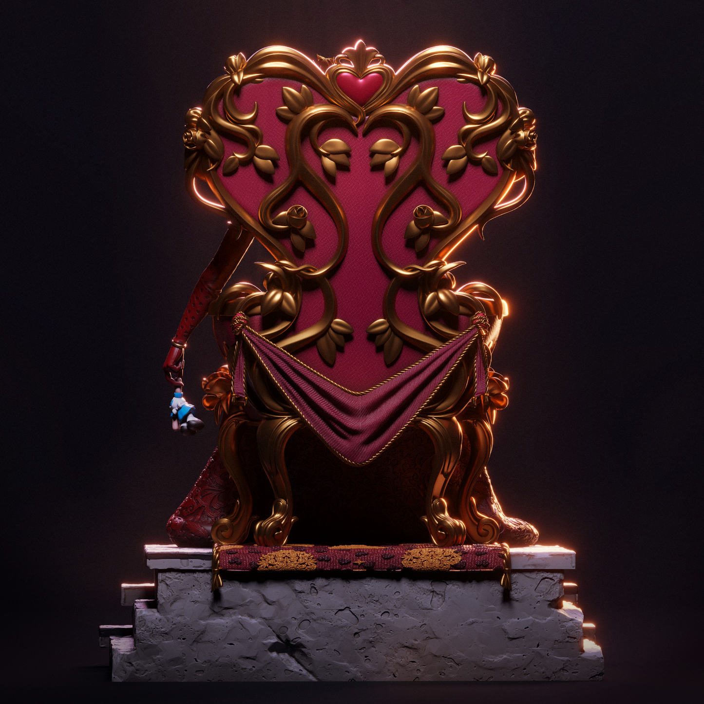 Red Queen Style Tyrant Ruler – Unpainted 3D Printed Model Kit