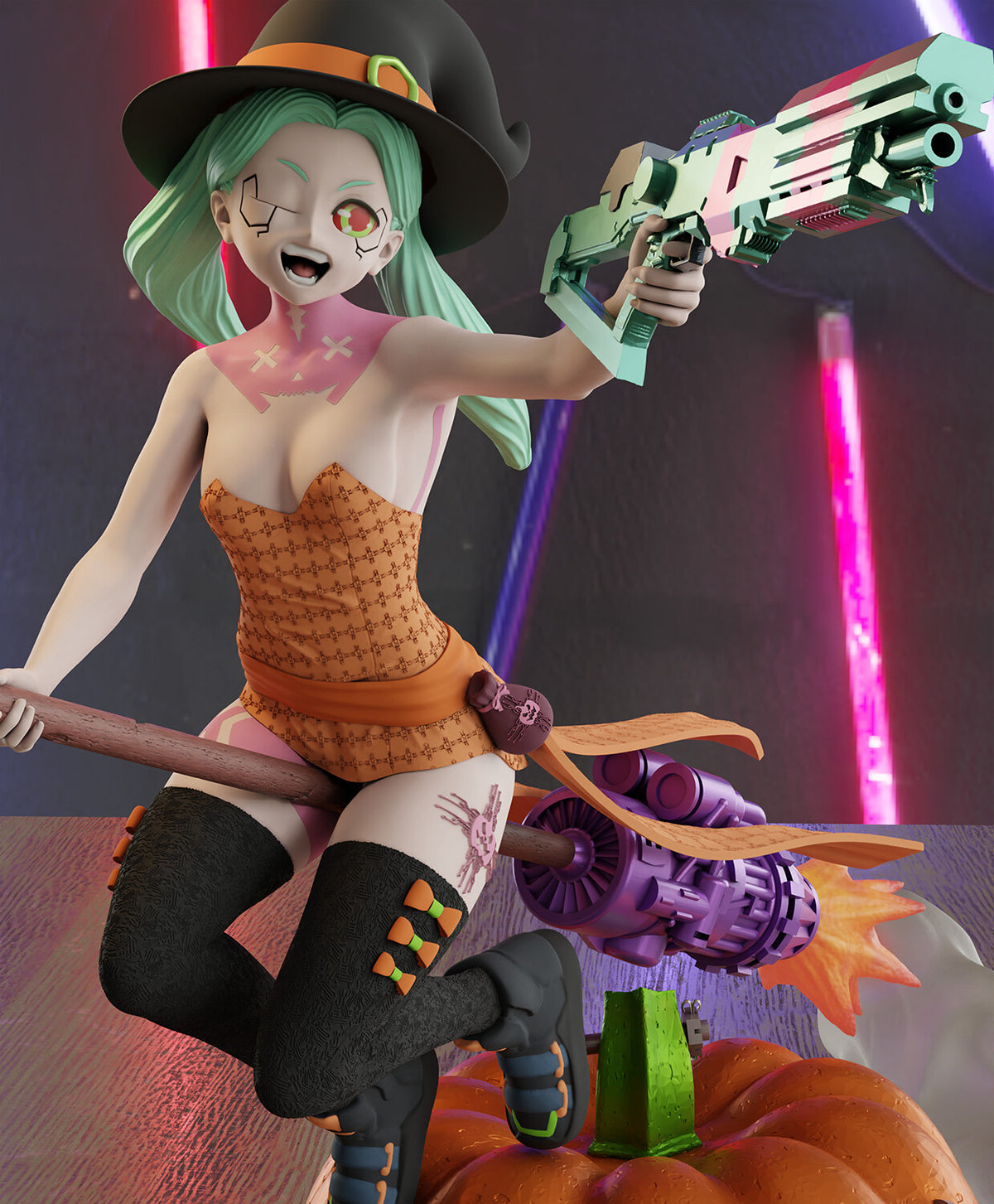Witch Rebecca Style Cyberpunk Edgerunners Unpainted Resin Garage Kit (1/6-1/12)