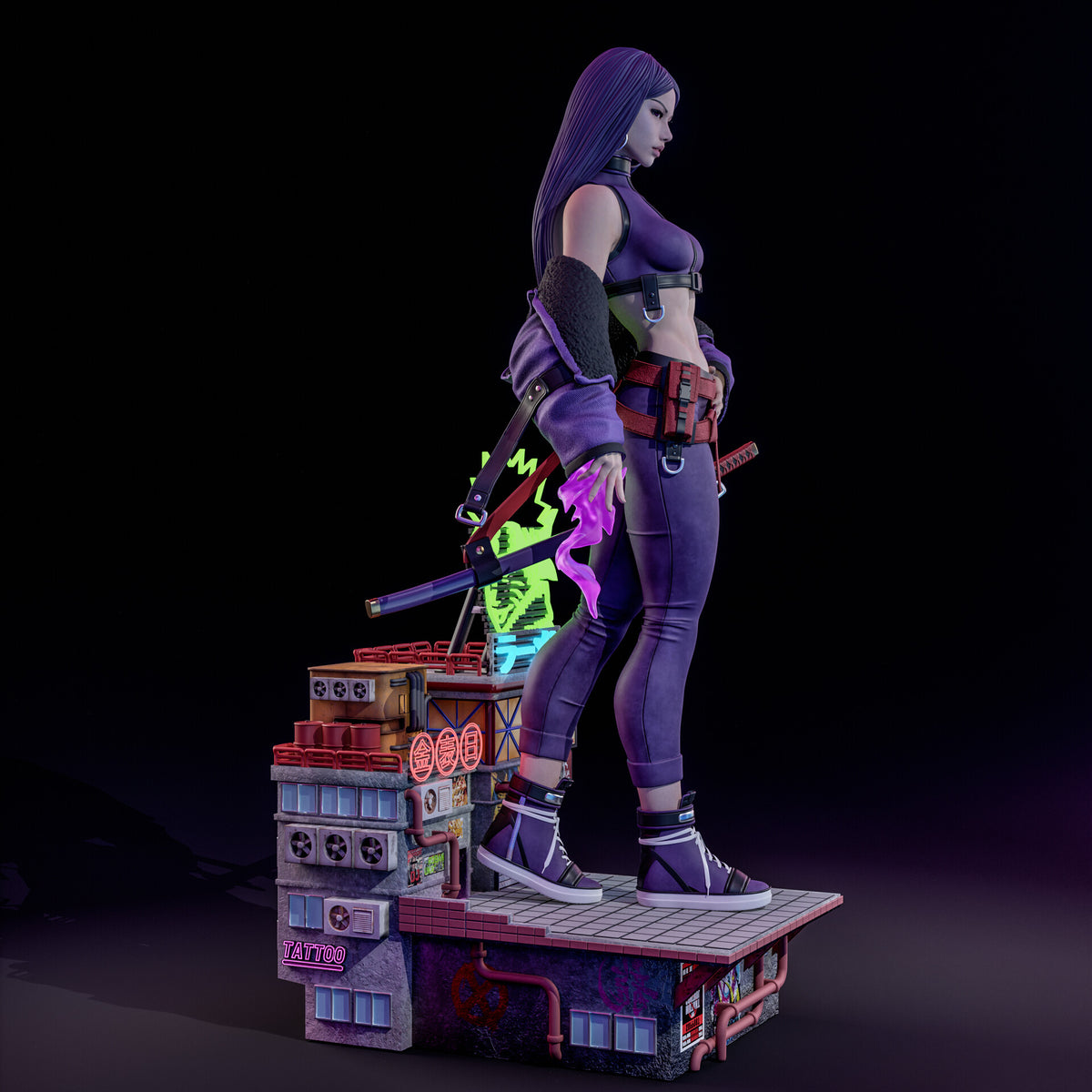 Psylocke Streetwear Style X-Men Unpainted Resin Garage Model Kit (1/6-1/12)